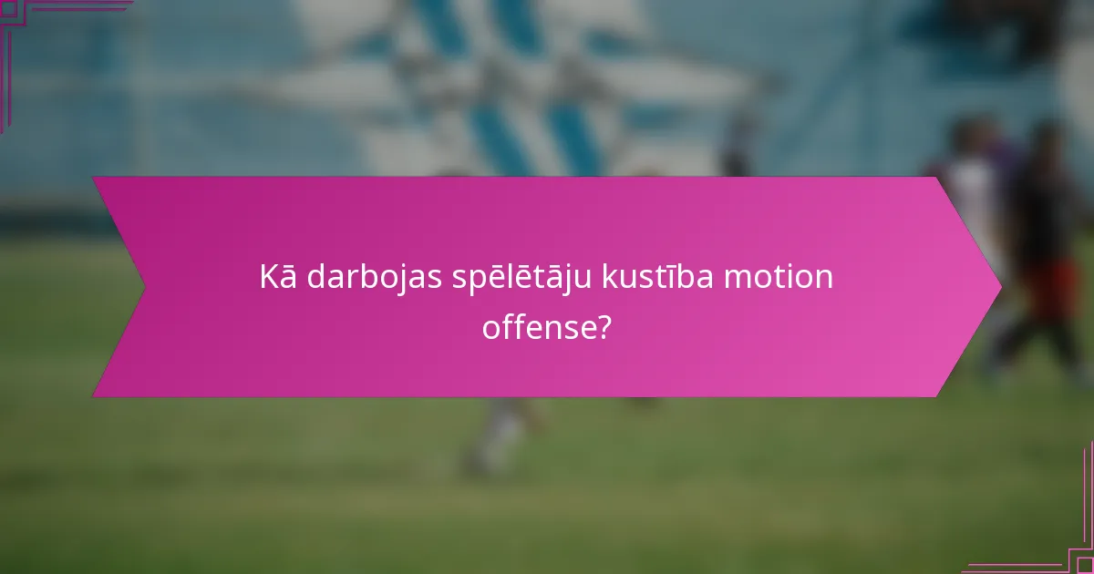 Kā darbojas spēlētāju kustība motion offense?