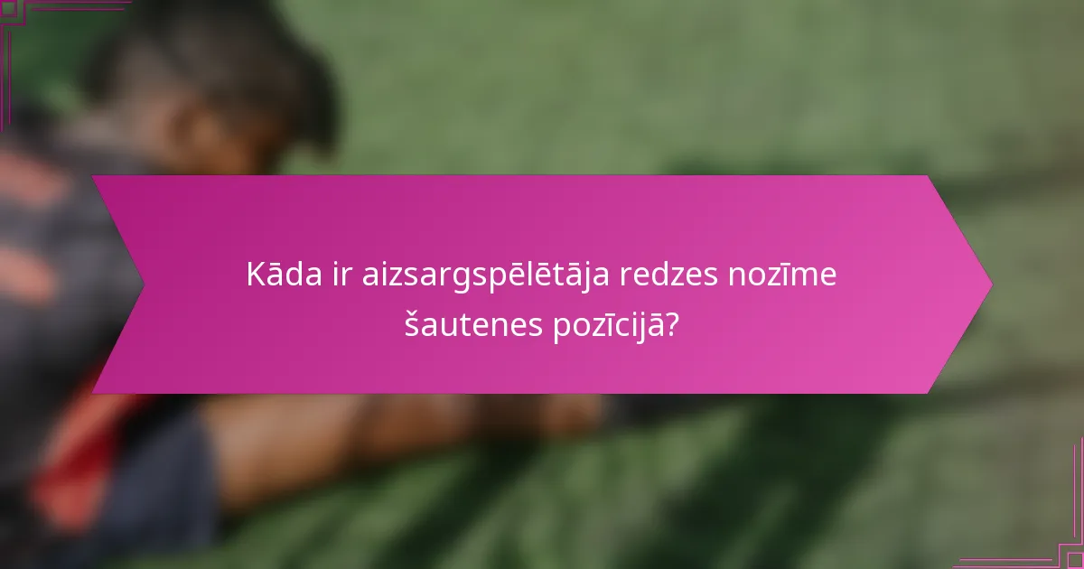 Kāda ir aizsargspēlētāja redzes nozīme šautenes pozīcijā?