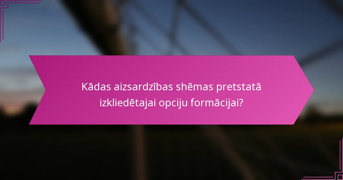 Kādas aizsardzības shēmas pretstatā izkliedētajai opciju formācijai?