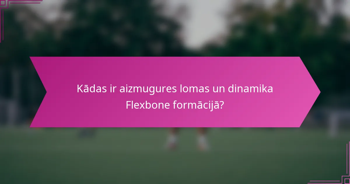 Kādas ir aizmugures lomas un dinamika Flexbone formācijā?