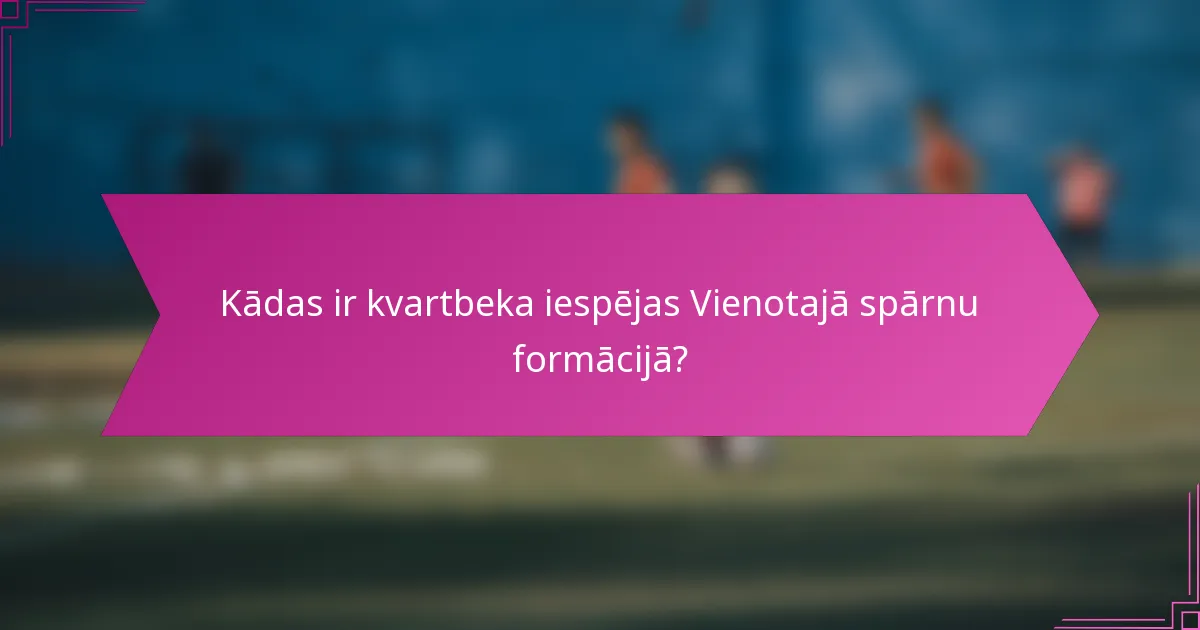 Kādas ir kvartbeka iespējas Vienotajā spārnu formācijā?